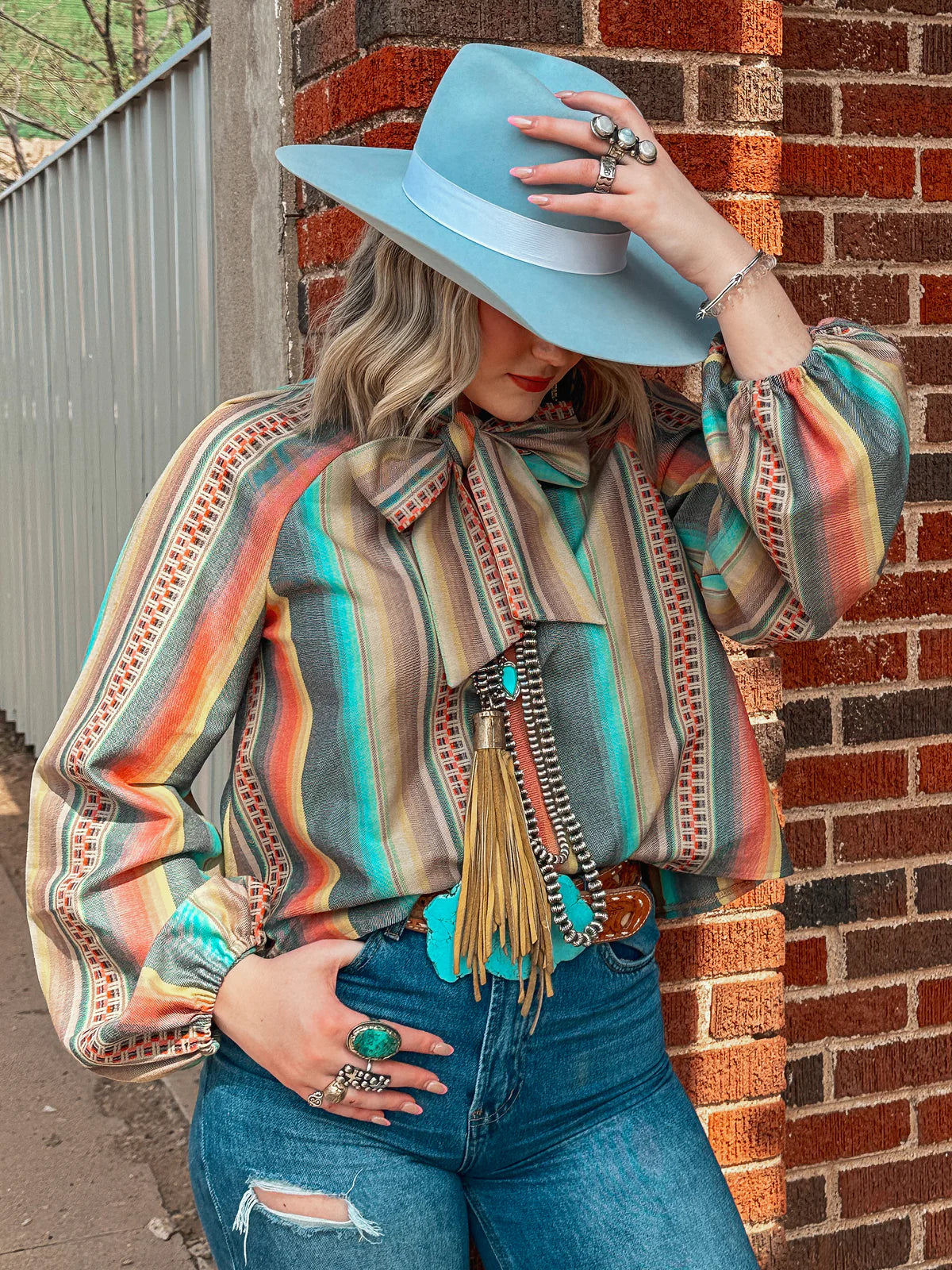 Silverado Apparel Elise Tie Blouse Artesia Serape