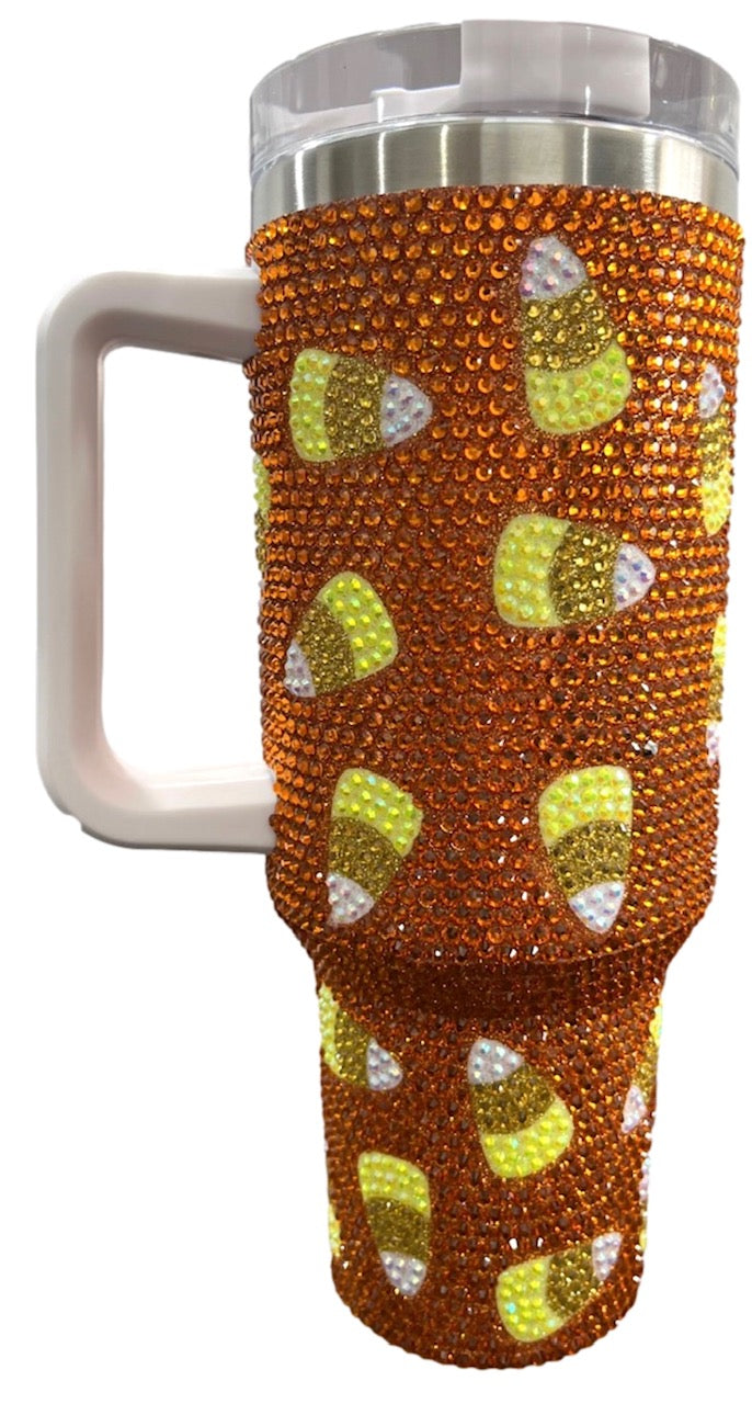 Queen of Sparkles Orange Candy Corn Tumbler