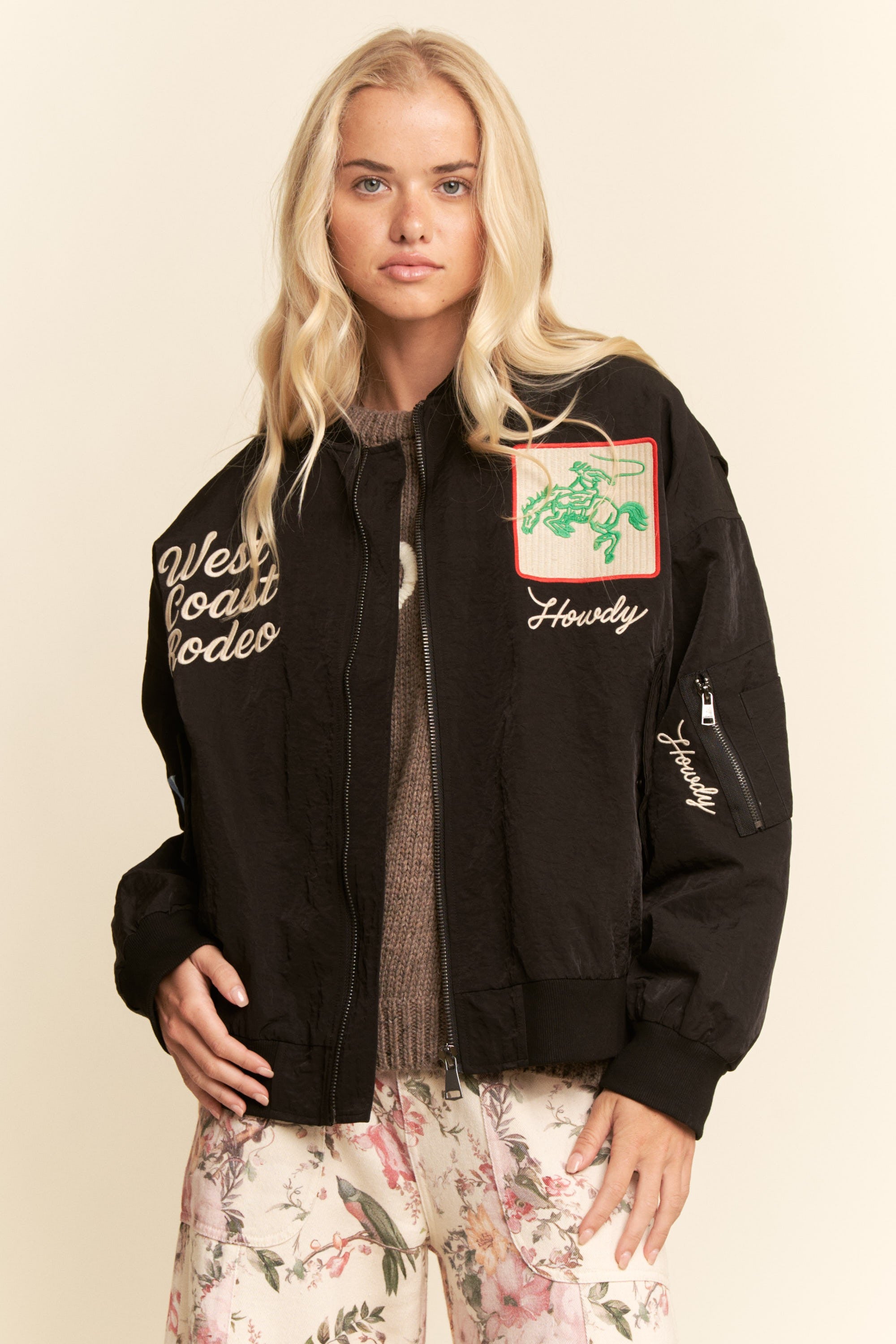 West Coast Rodeo Embroidery Bomber - Black