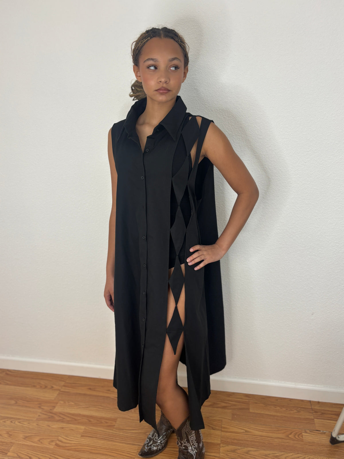 Beulah Dress with Geometric Cutouts