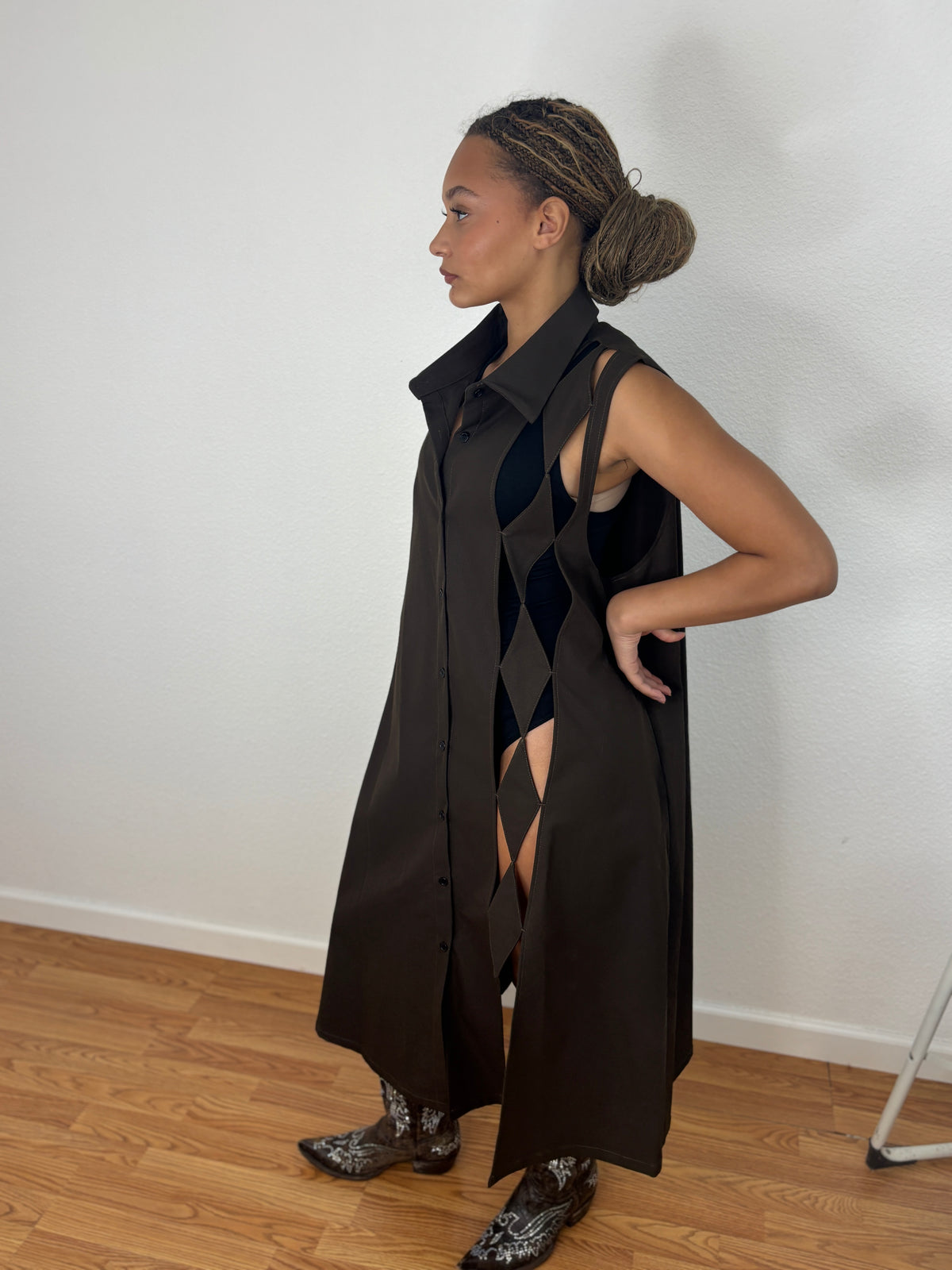 Beulah Dress with Geometric Cutouts