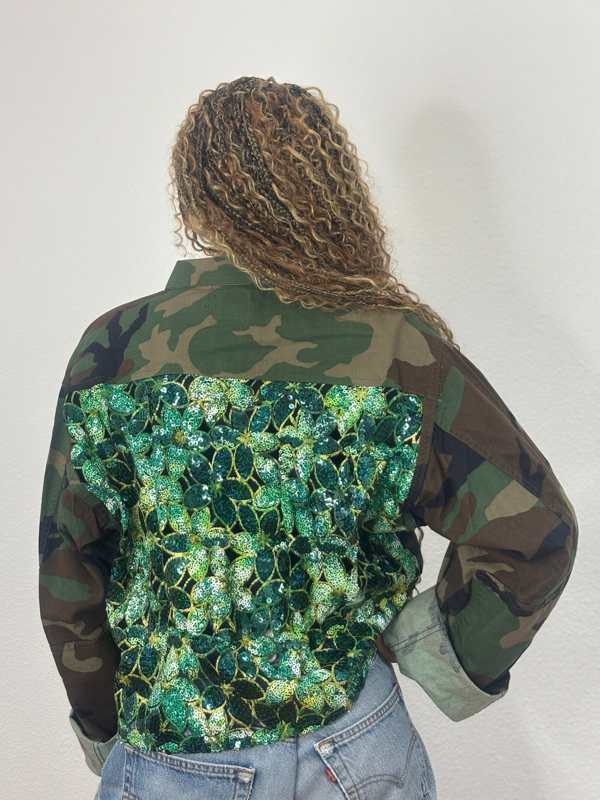 Vintage Camo Jackets-Green Sequin