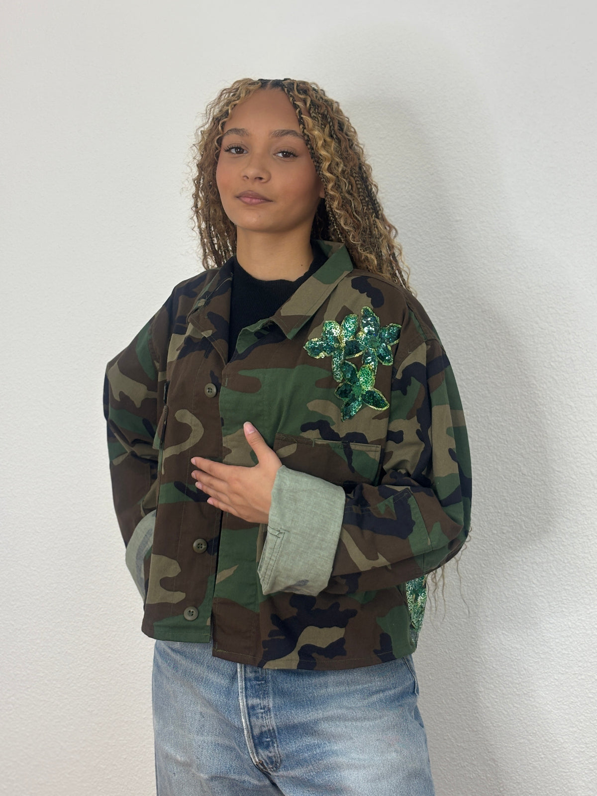 Vintage Camo Jackets-Green Sequin