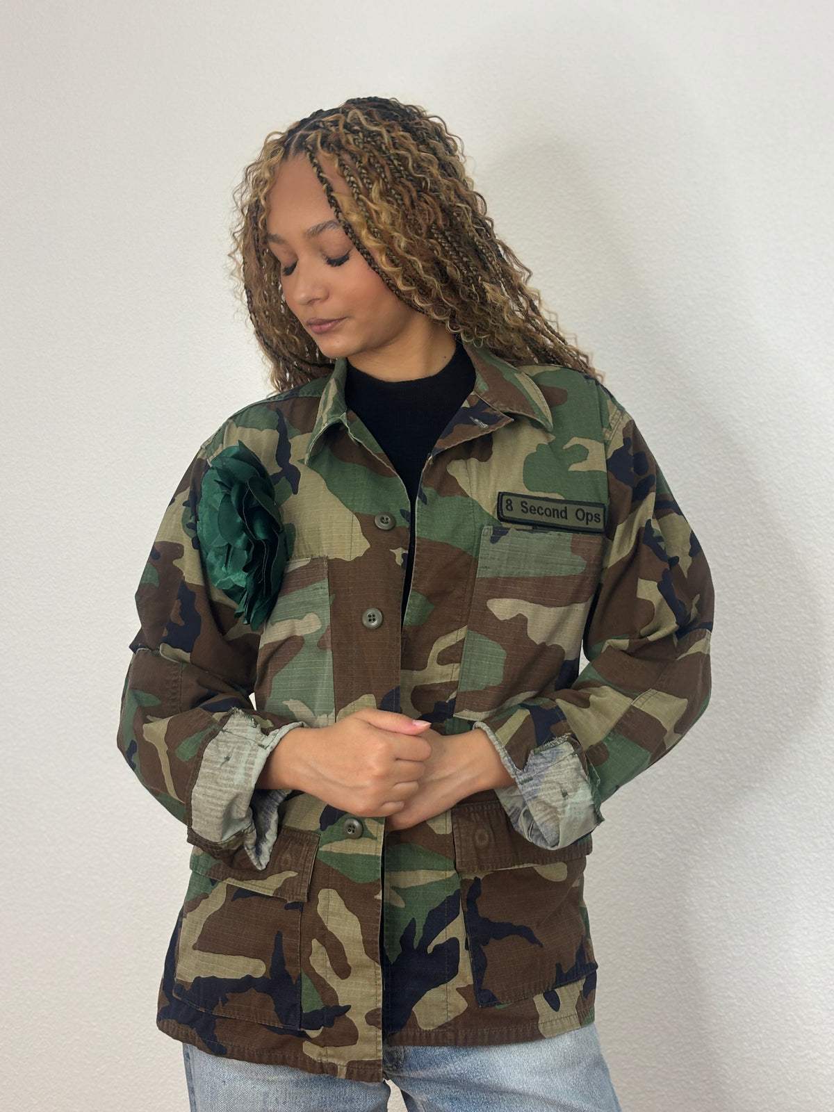 Vintage Camo Jackets-Green Silk Velvet