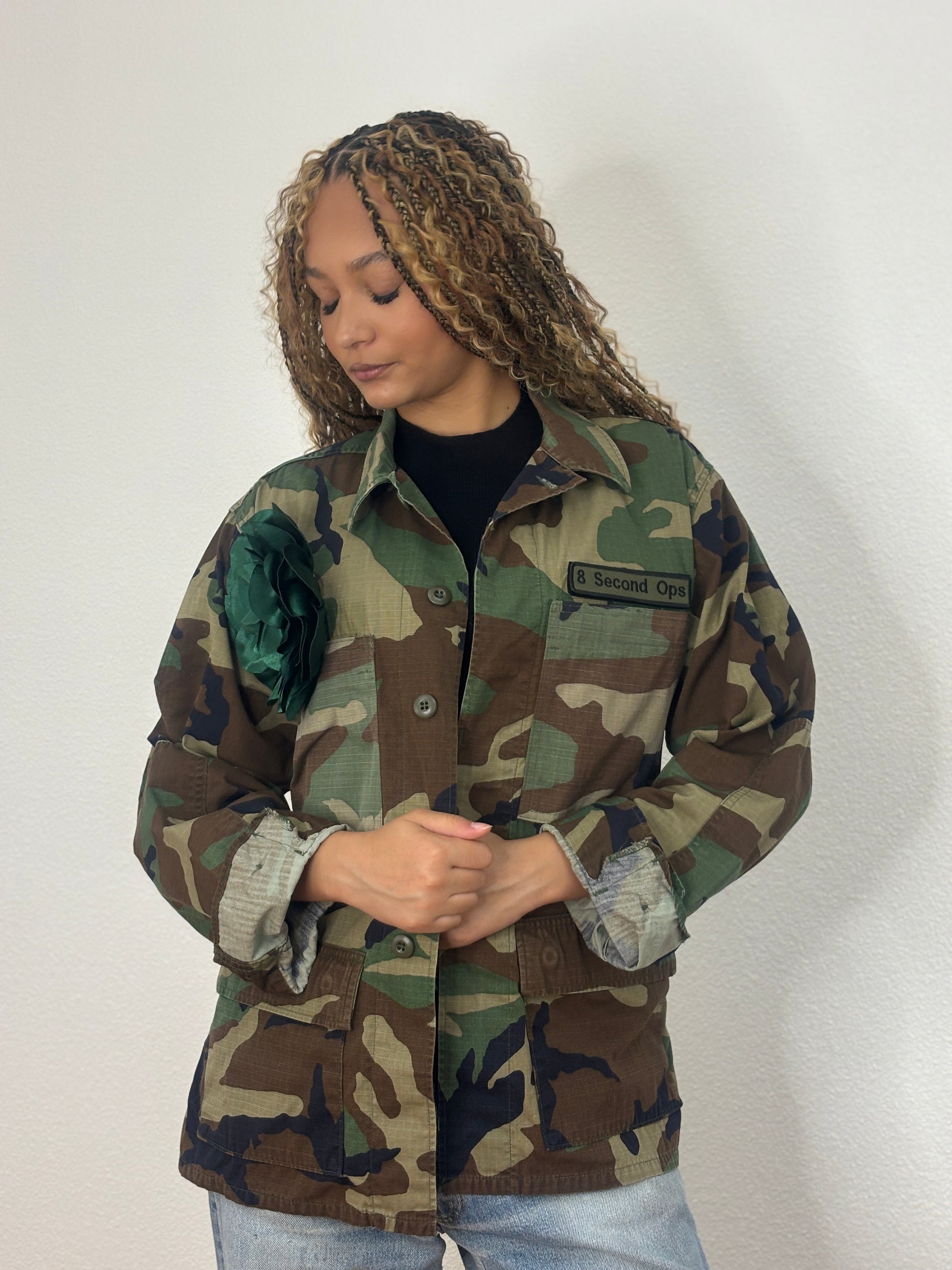 Vintage Camo Jackets-Green Silk Velvet