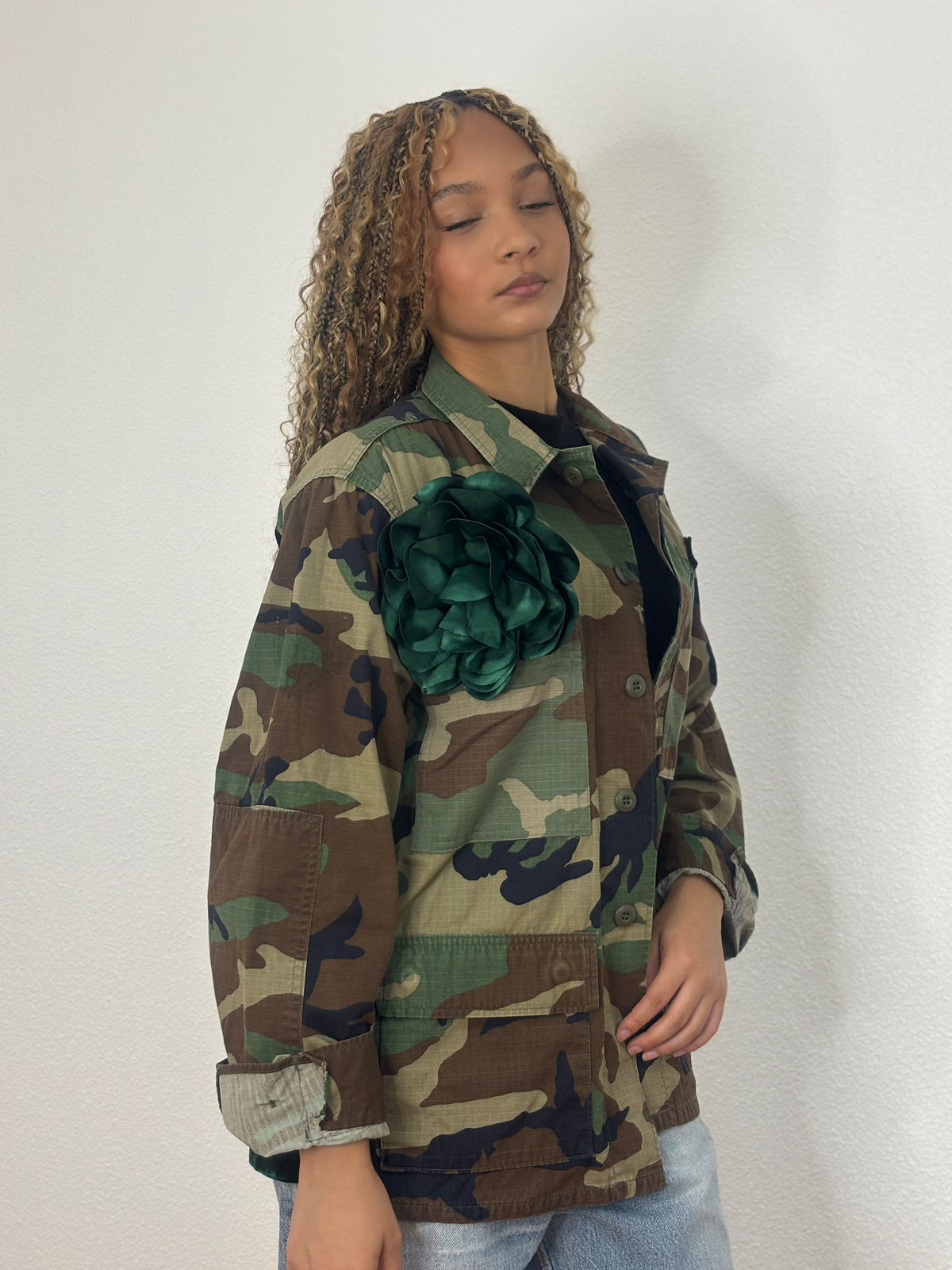 Vintage Camo Jackets-Green Silk Velvet