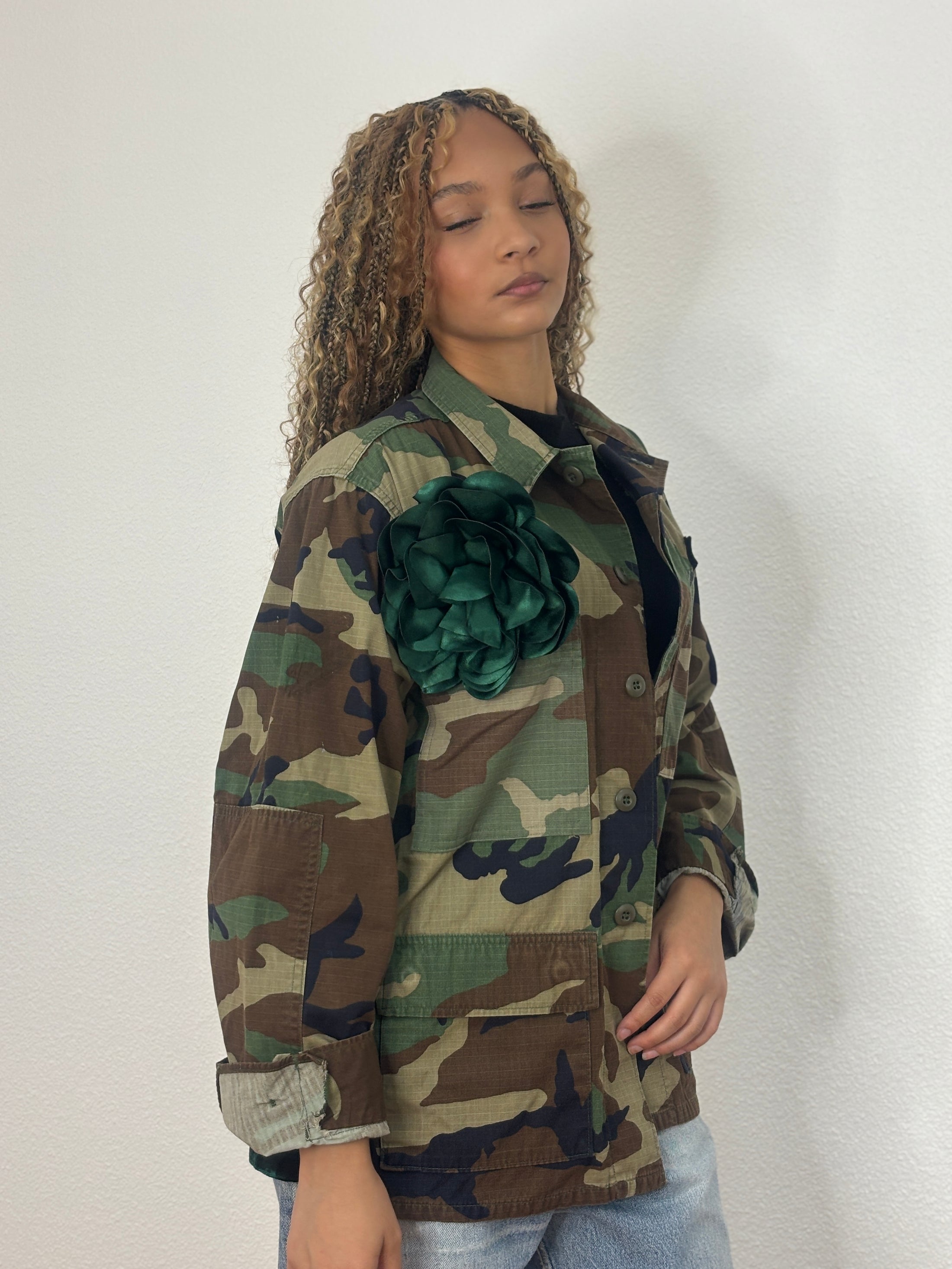 Vintage Camo Jackets-Green Silk Velvet