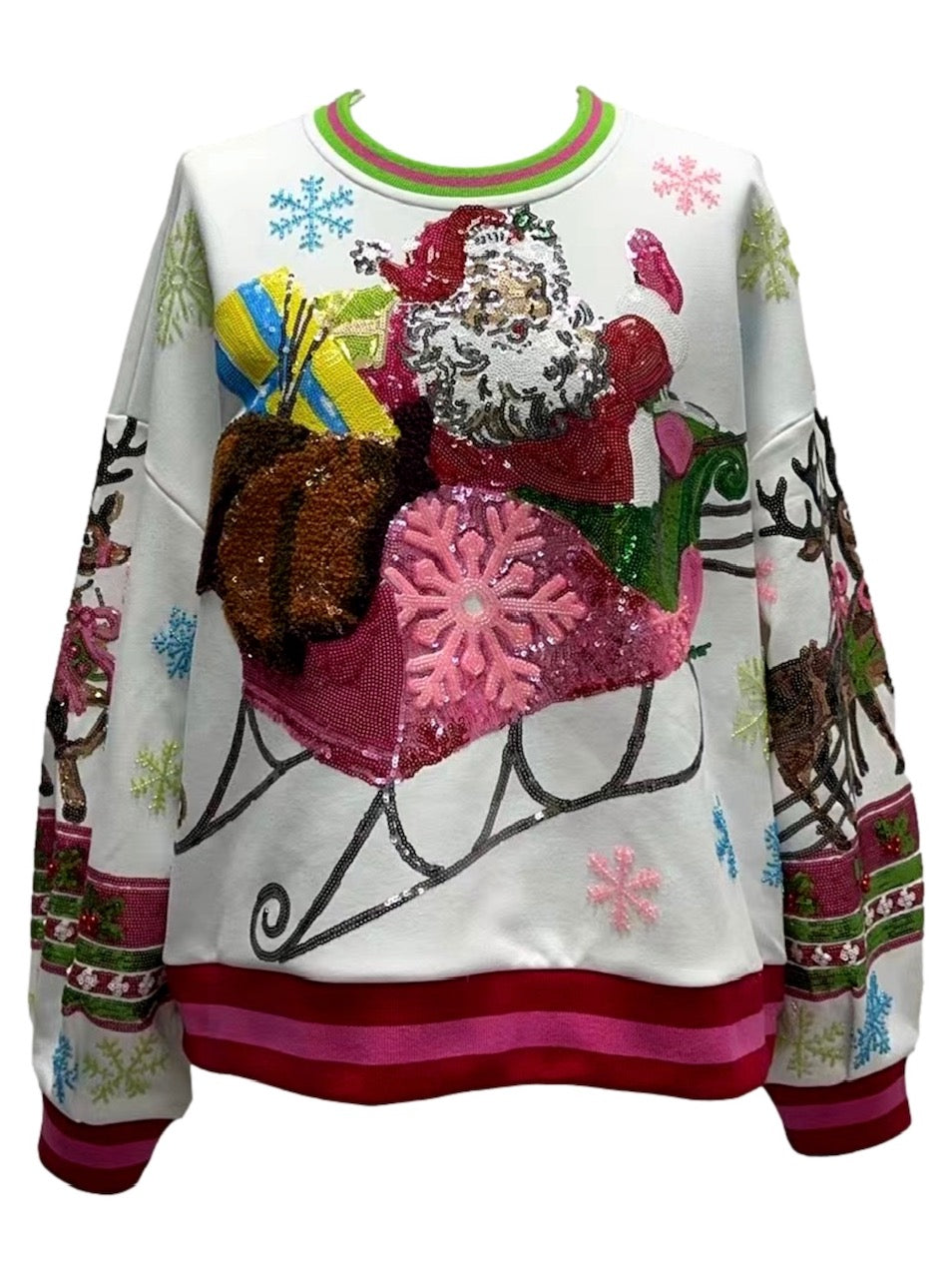 Queen of Sparkles White Vintage Santa Sweatshirt