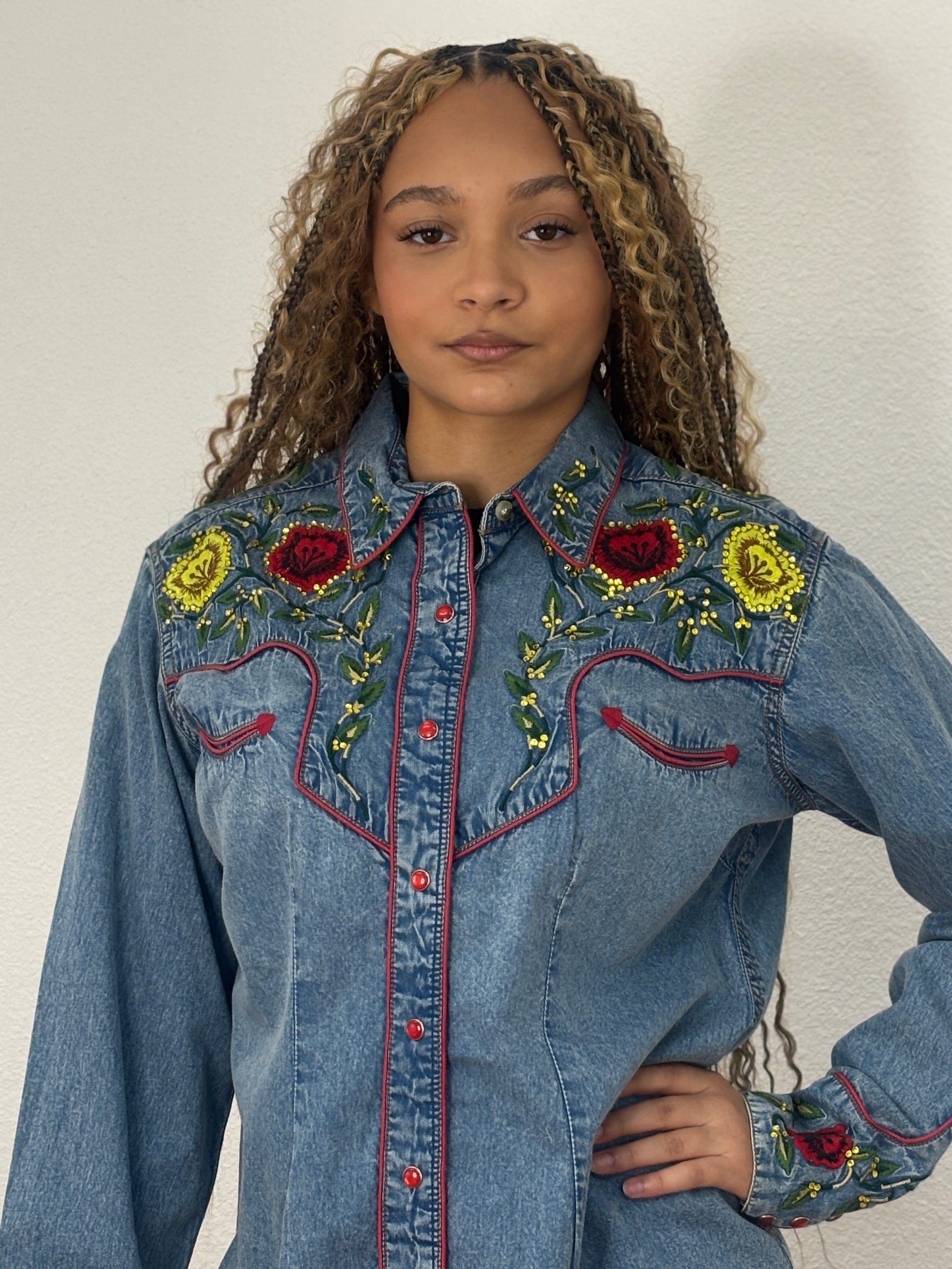 Rockmount Denim Roses and Rhinestone