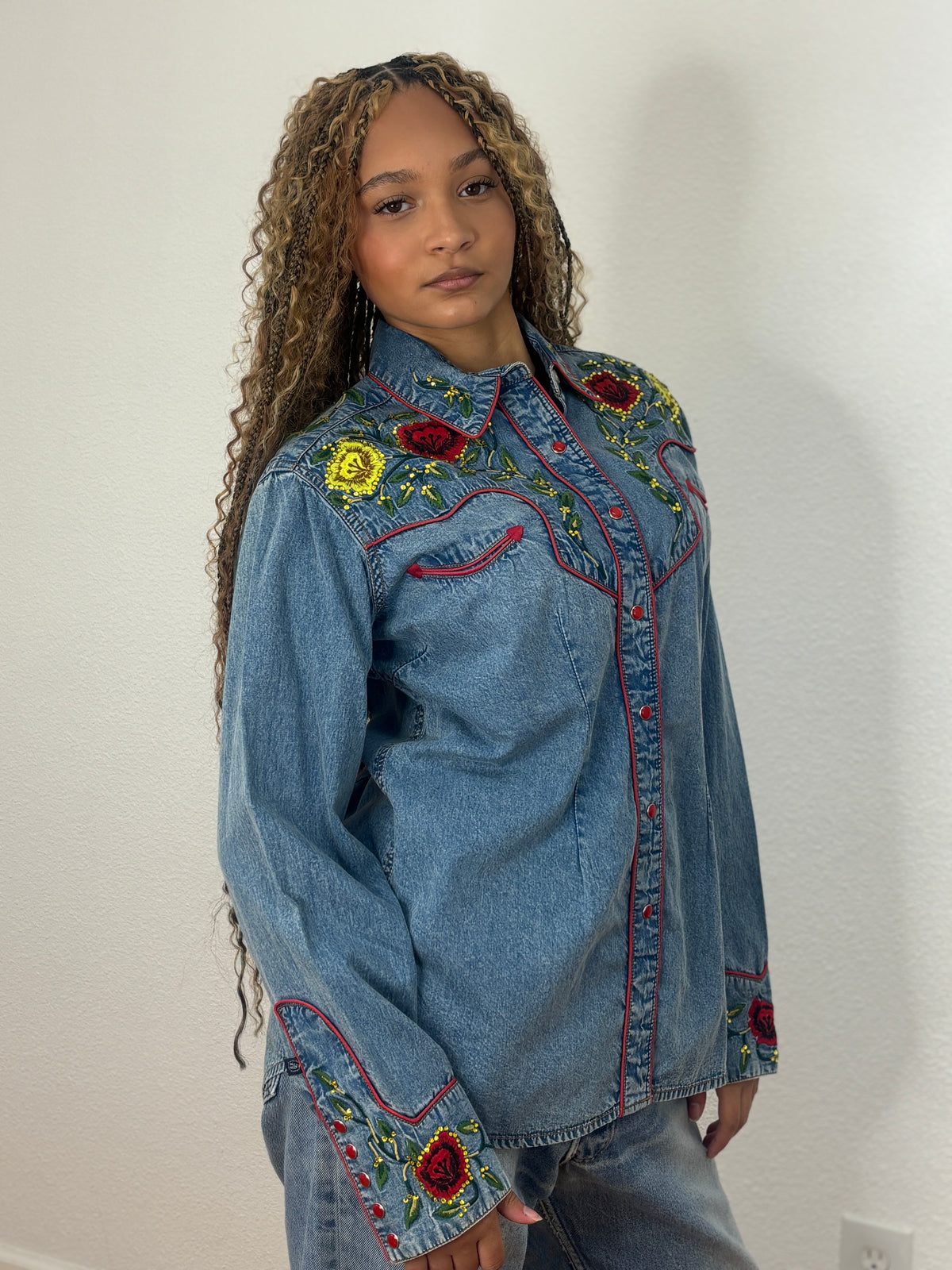 Rockmount Denim Roses and Rhinestone