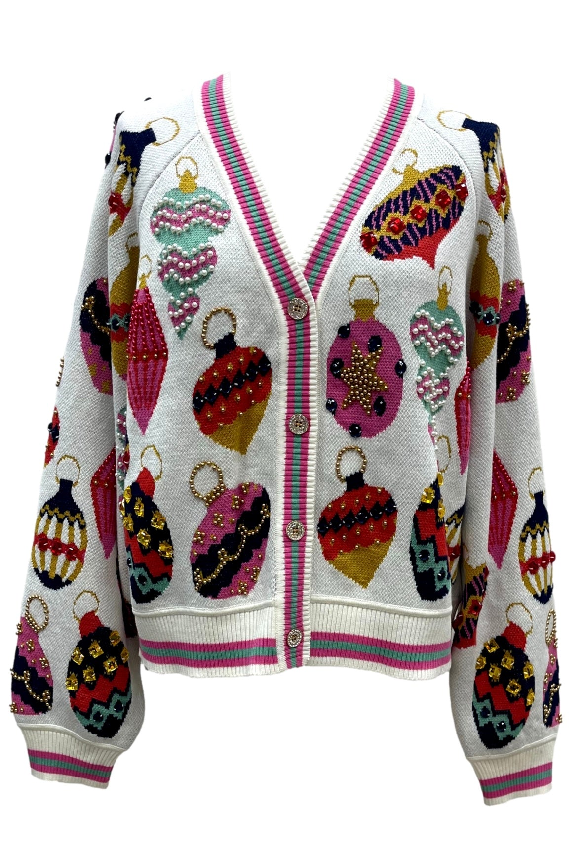 Queen of Sparkles Beige Multi Ornament Cardigan