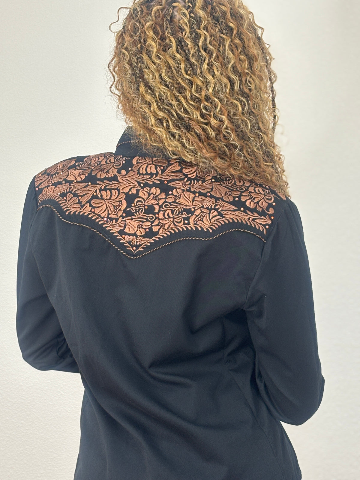 Scully Embroidered  Rhinestone Western Shirt - Black
