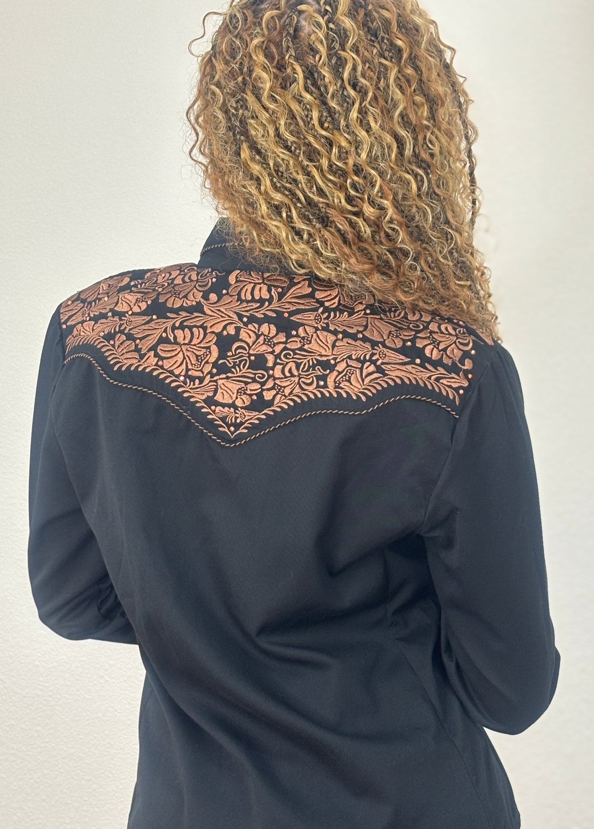 Scully Embroidered  Rhinestone Western Shirt - Black