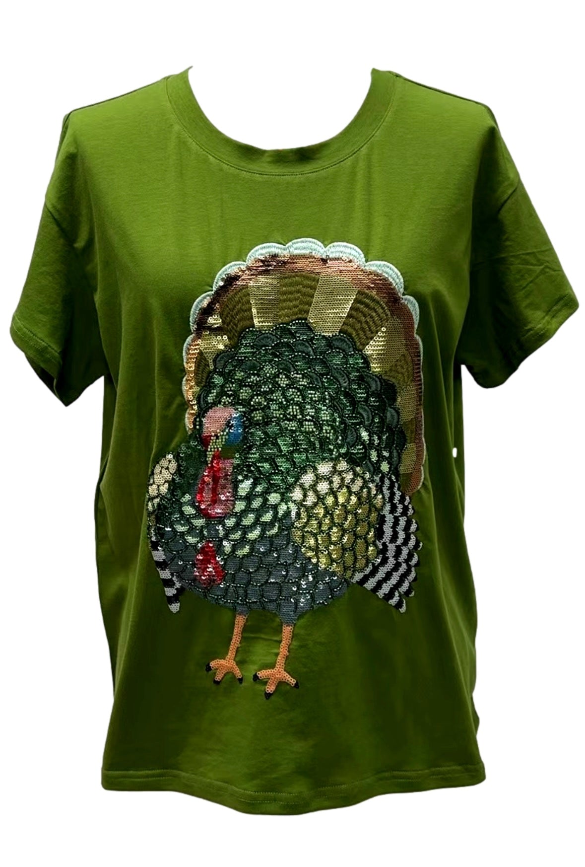 Queen of Sparkles Olive Green Big Turkey Tee