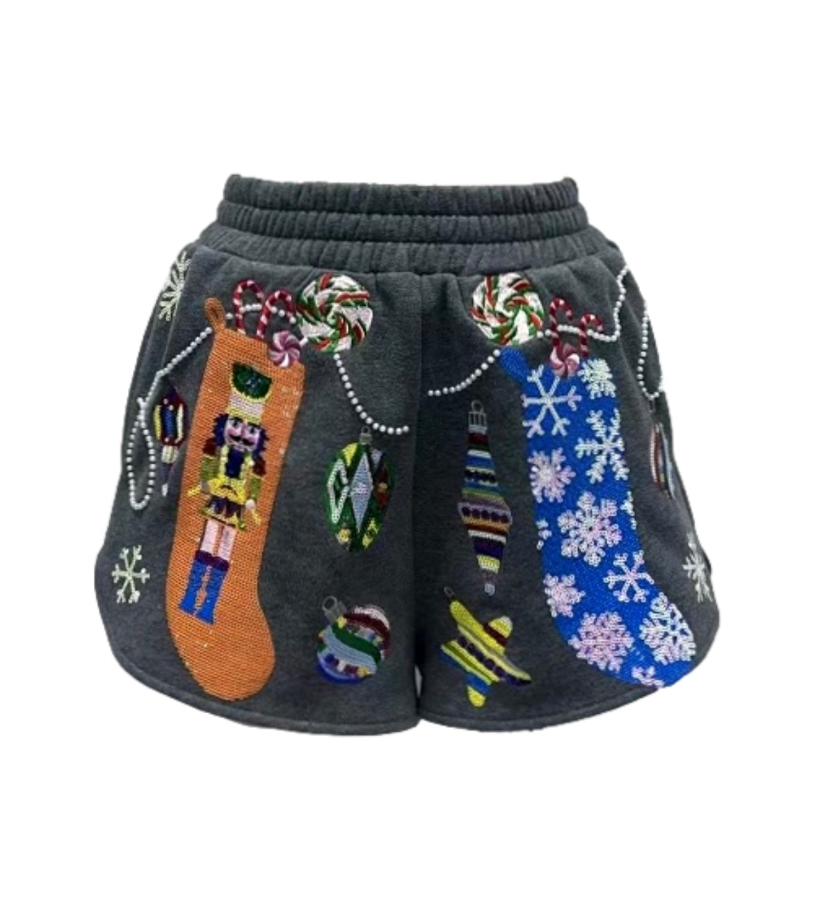 Queen of Sparkles Charcoal Multi Hanging Christmas Stocking Shorts