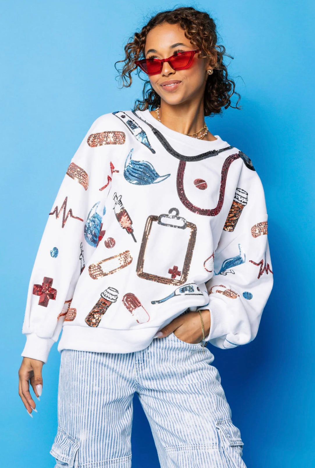 Queen of Sparkles White Doctor Icon Sweatshirt