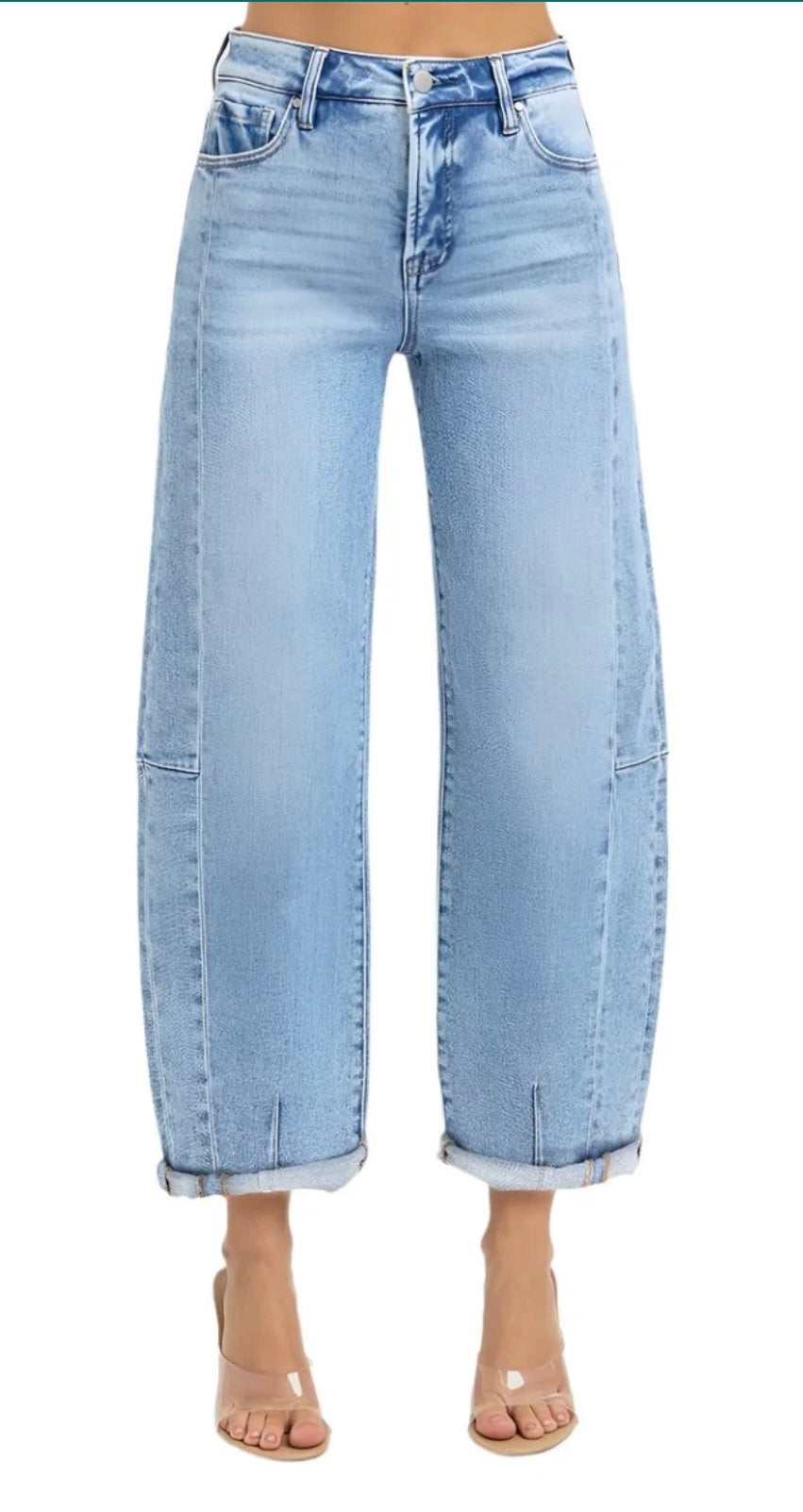 Risen Barrel Jeans in Medium Denim by Risen Jeans