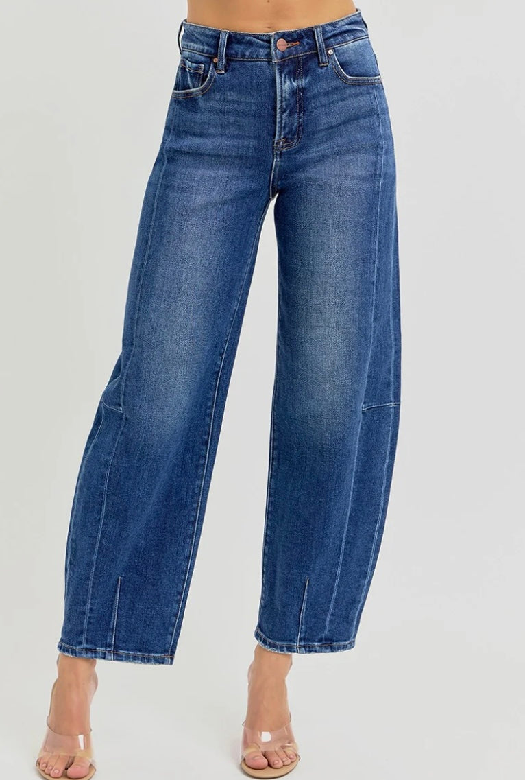 Risen Barrel Jeans in Dark Denim