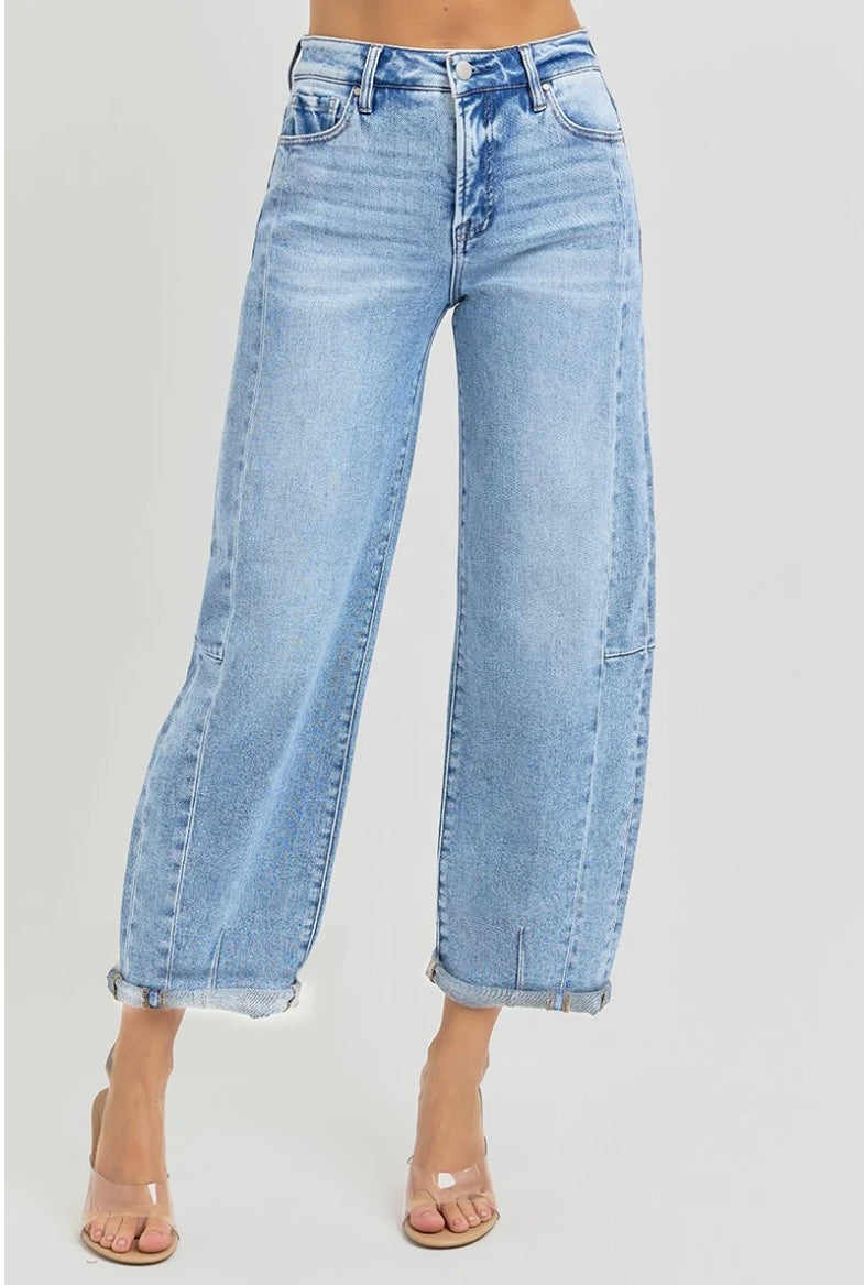 Risen Barrel Jeans in Medium Denim by Risen Jeans