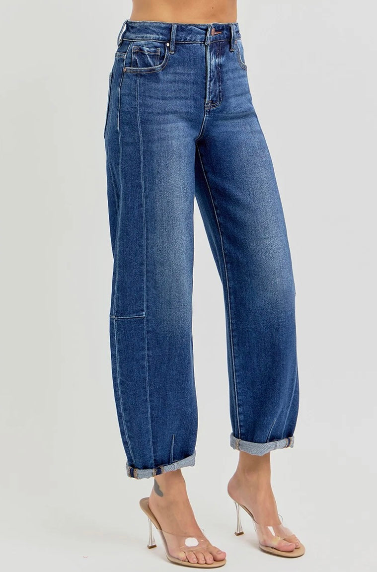 Risen Barrel Jeans in Dark Denim