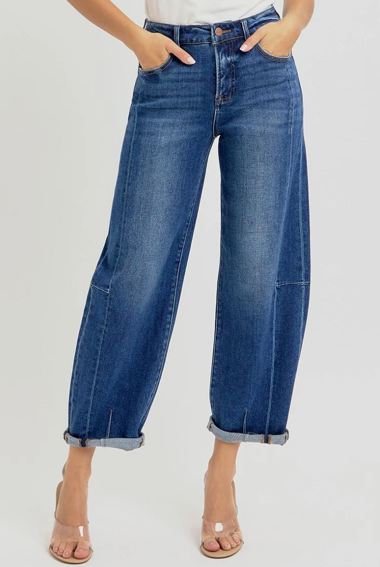 Risen Barrel Jeans in Dark Denim by Risen Jeans