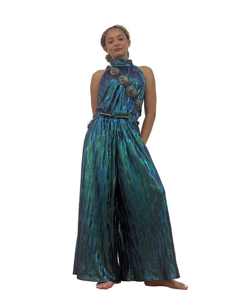 Metallic Jumpsuit - Turquoise
