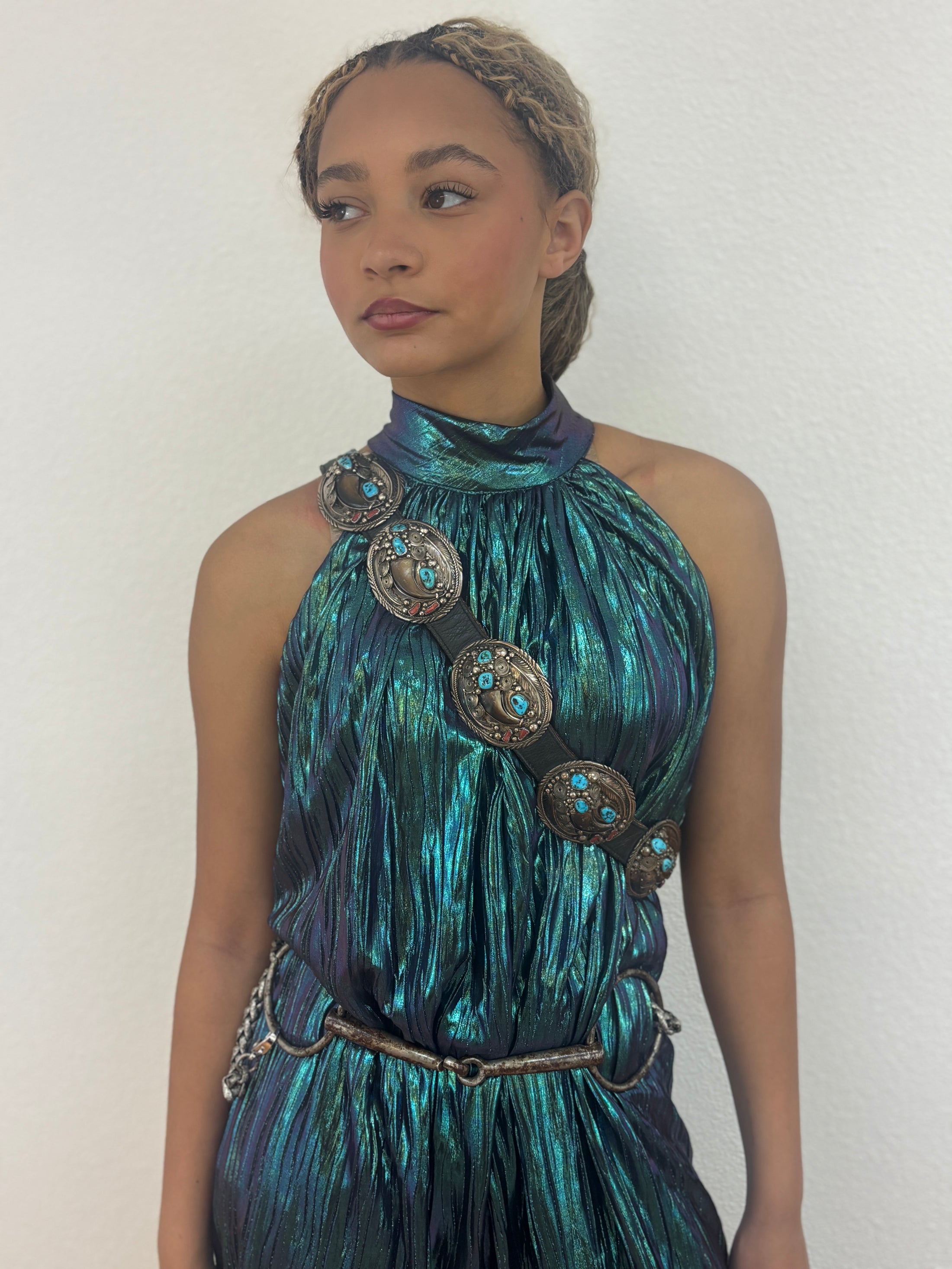 Metallic Jumpsuit - Turquoise