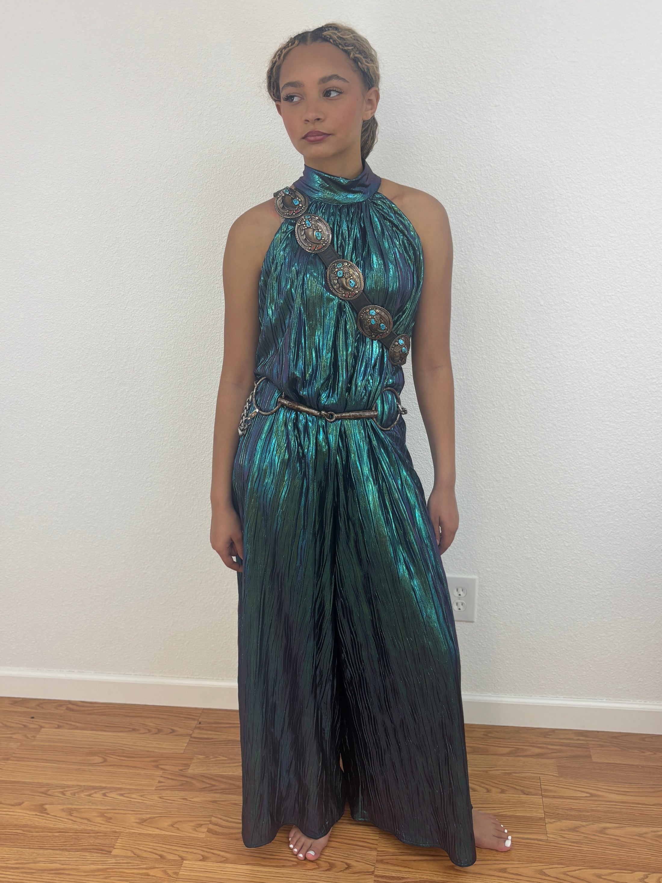 Metallic Jumpsuit - Turquoise