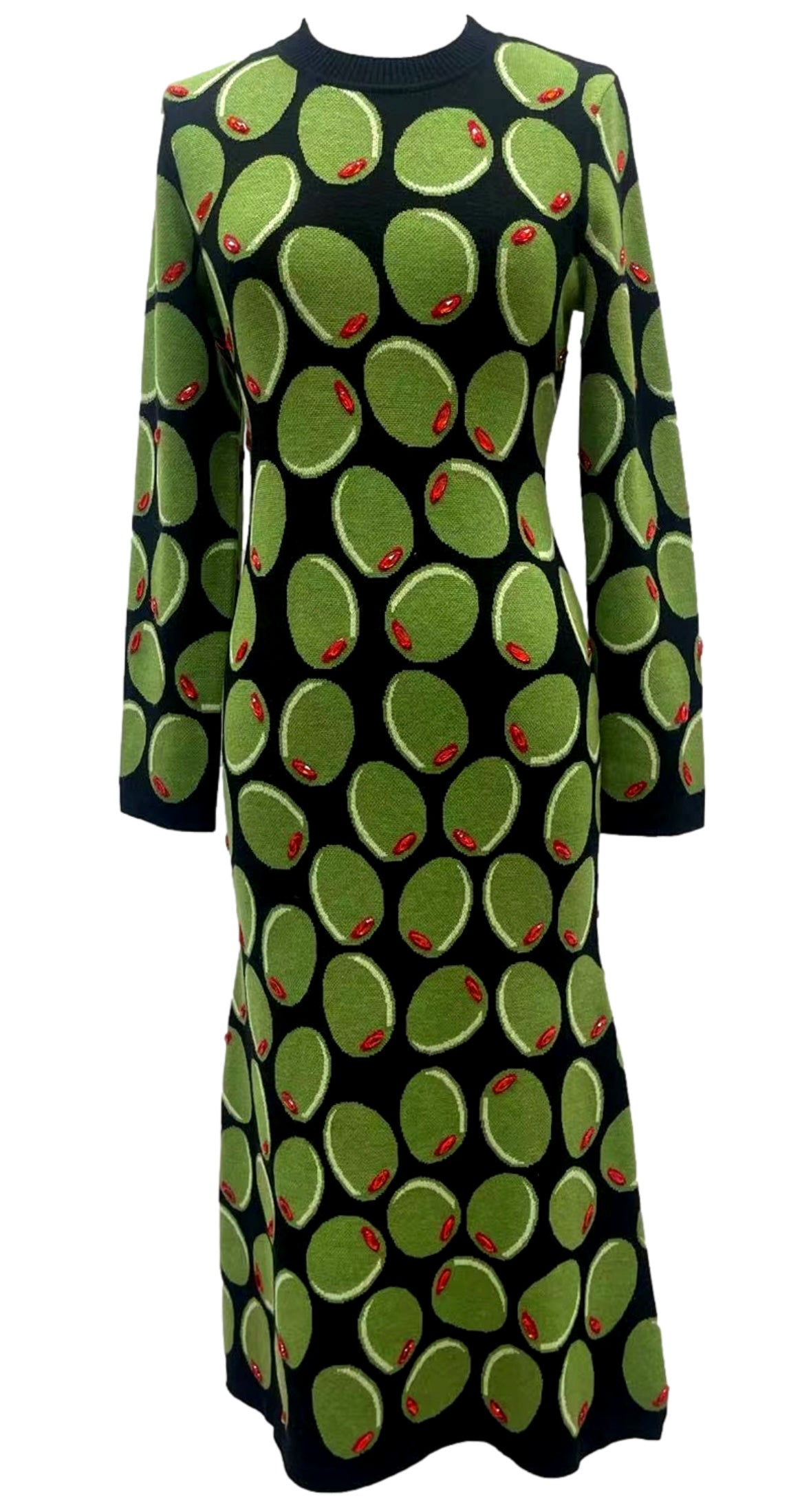 Queen of Sparkles Knit Martini Olive Midi Dress