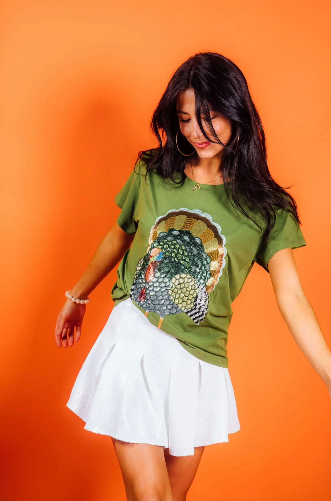 Queen of Sparkles Olive Green Big Turkey Tee