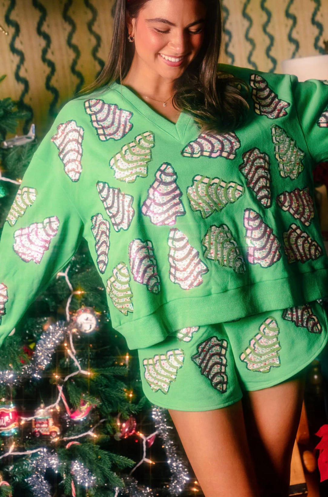 Queen of Sparkles Green Little Debbie Trees Shorts