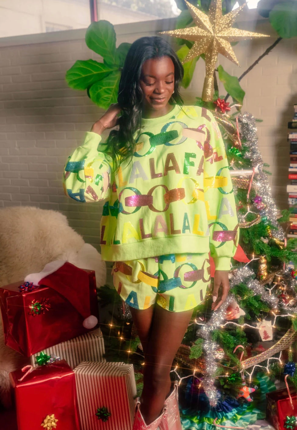 Queen of Sparkles Green FALALA with Garland Shorts