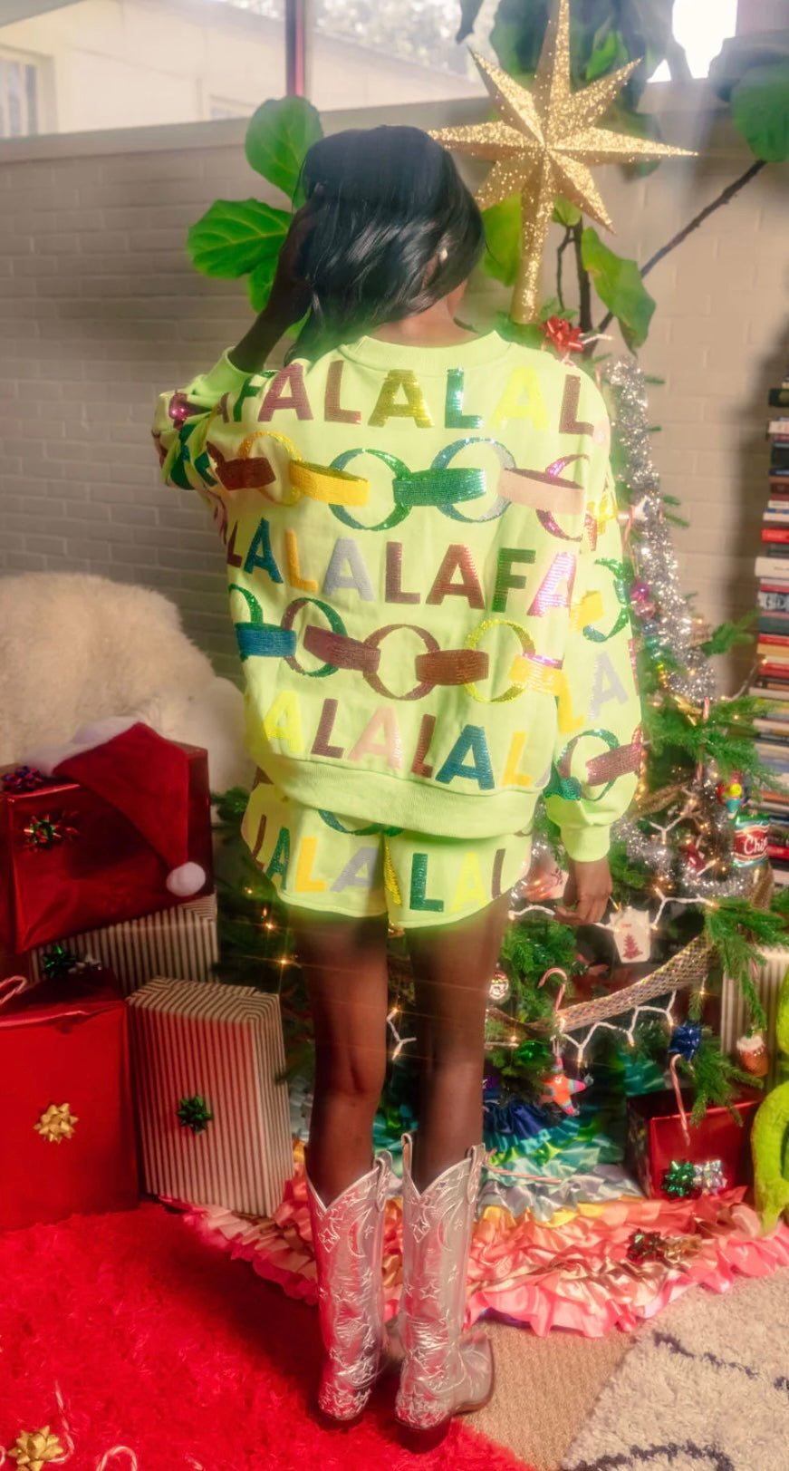 Queen of Sparkles Green FALALA with Garland Sweatshirt