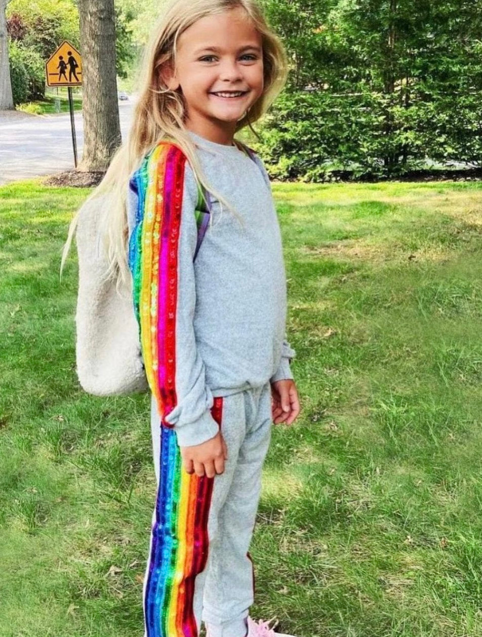 Kids Grey Rainbow Track Suit by Lola and the Boys