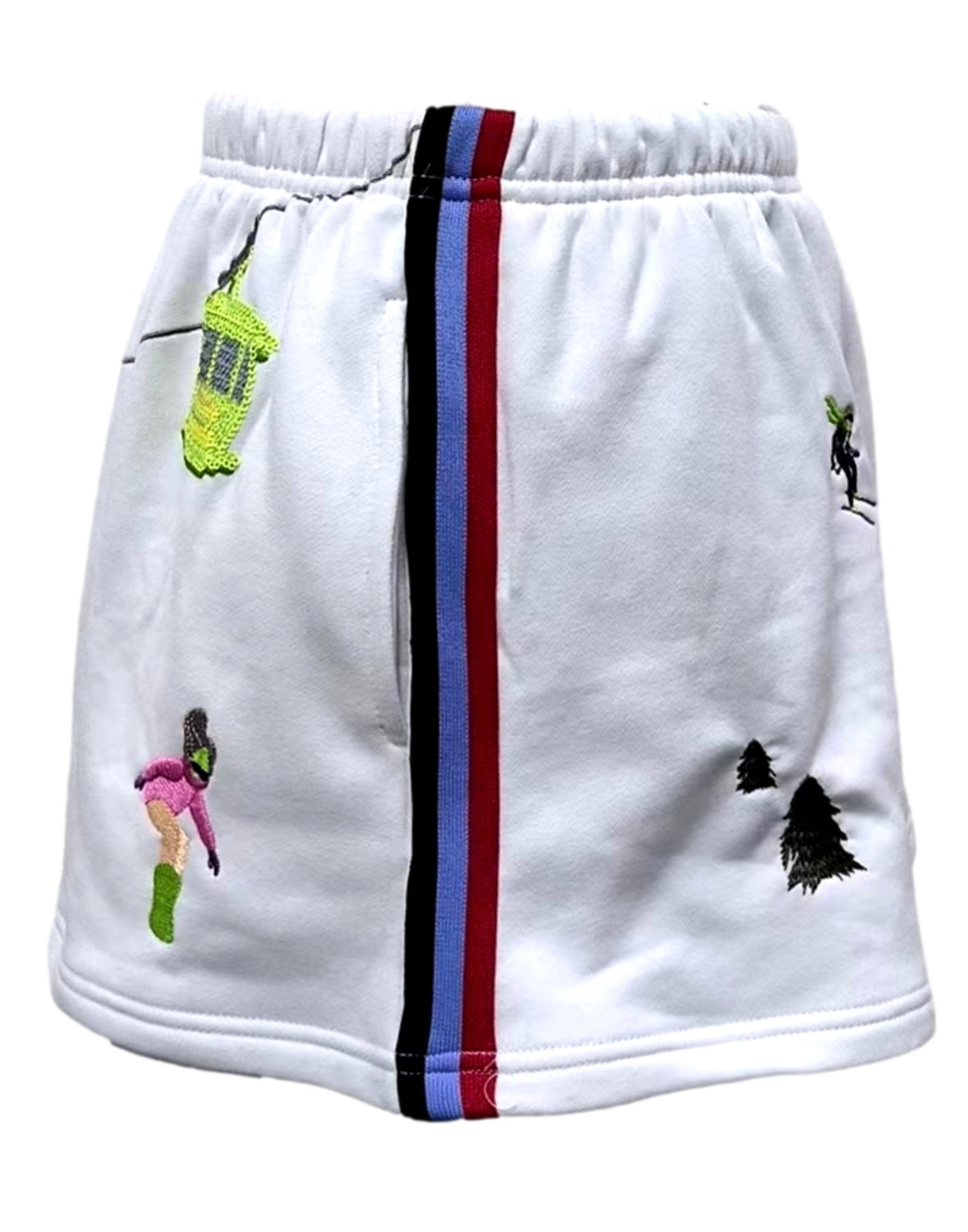 Queen of Sparkles White Multi Gondola Side Stripe Skort