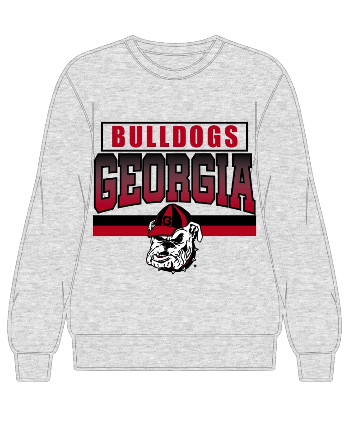 Queen of Sparkles Licensed Grey Rhinestone 'Georgia Bulldogs' Vintage Sweatshirt