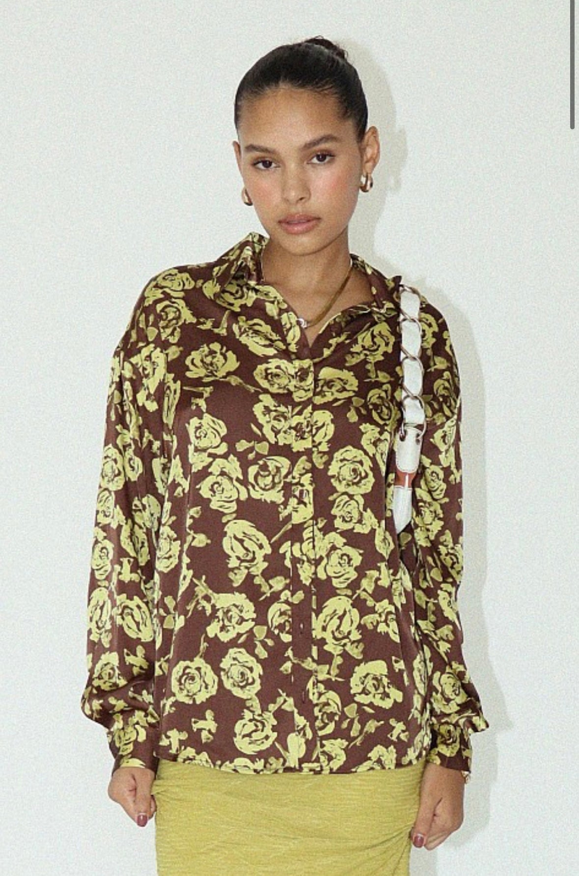 Brown with Yellow Rose Blouse