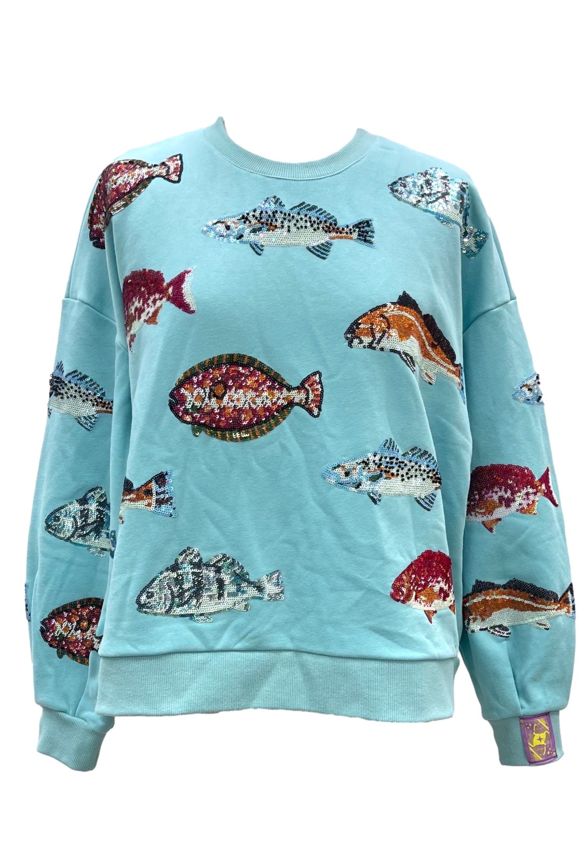 Queen of Sparkles Light Blue Fish Sweatshirt