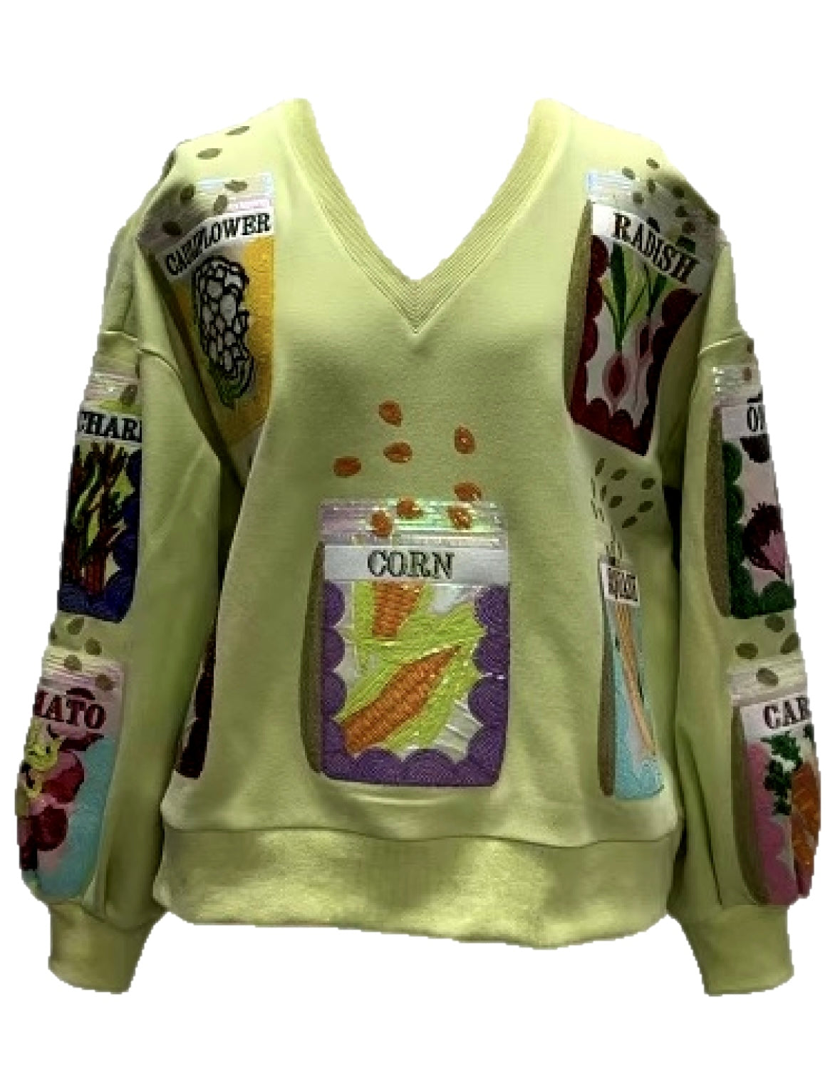 Queen of Sparkles Multi Seed V Neck Sweatshirt