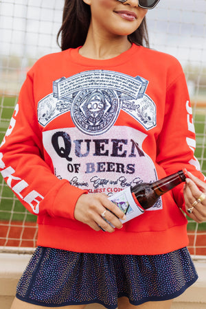 Queen of Sparkles Queen of Beer Red Sweatshirt