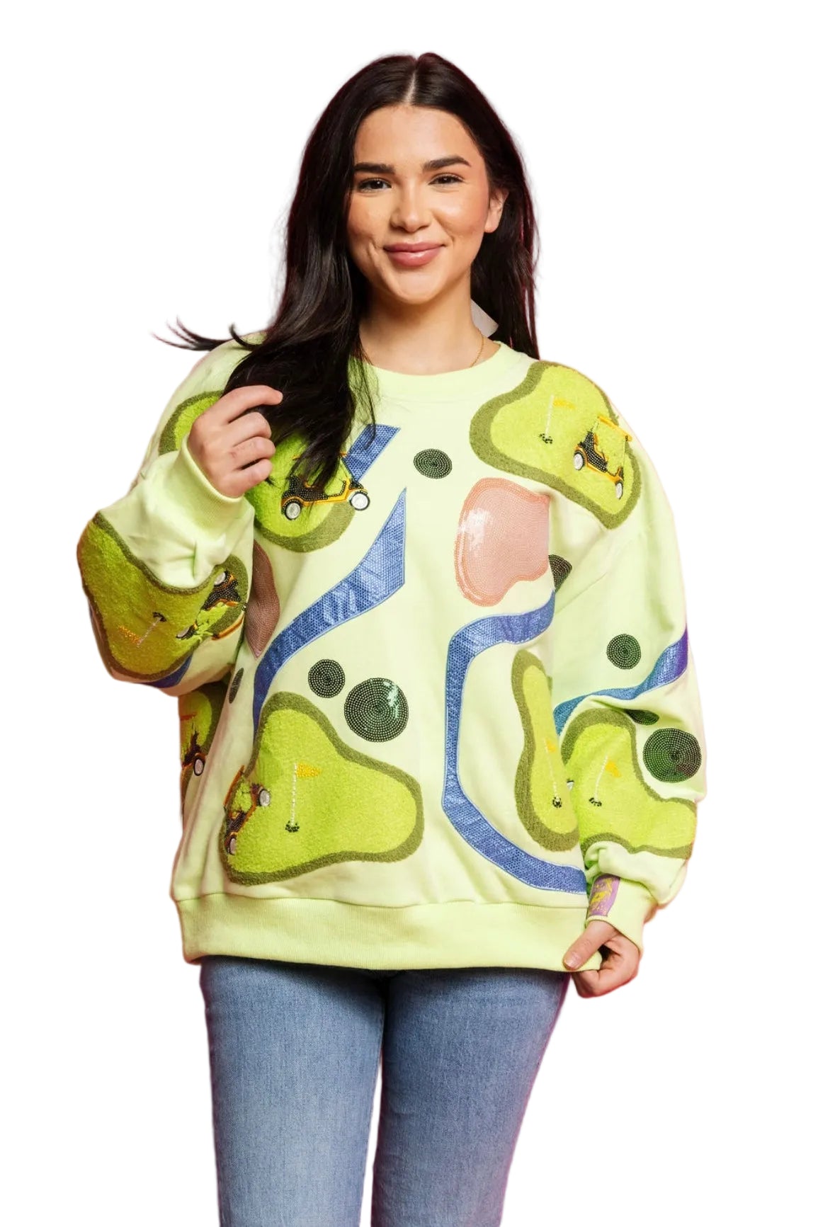 Queen of Sparkles Green Golf Course Sweatshirt