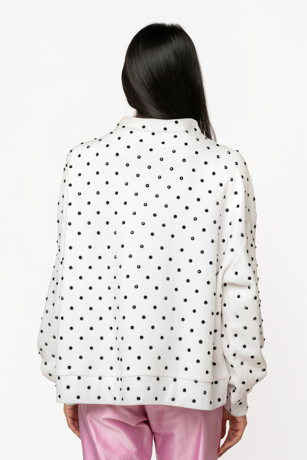 Queen of Sparkles White & Black Polka Dot Christmas Tree Sweatshirt