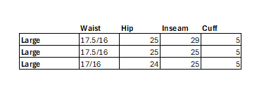 Measurements for Kendall + Kylie safety pin straight leg pants
