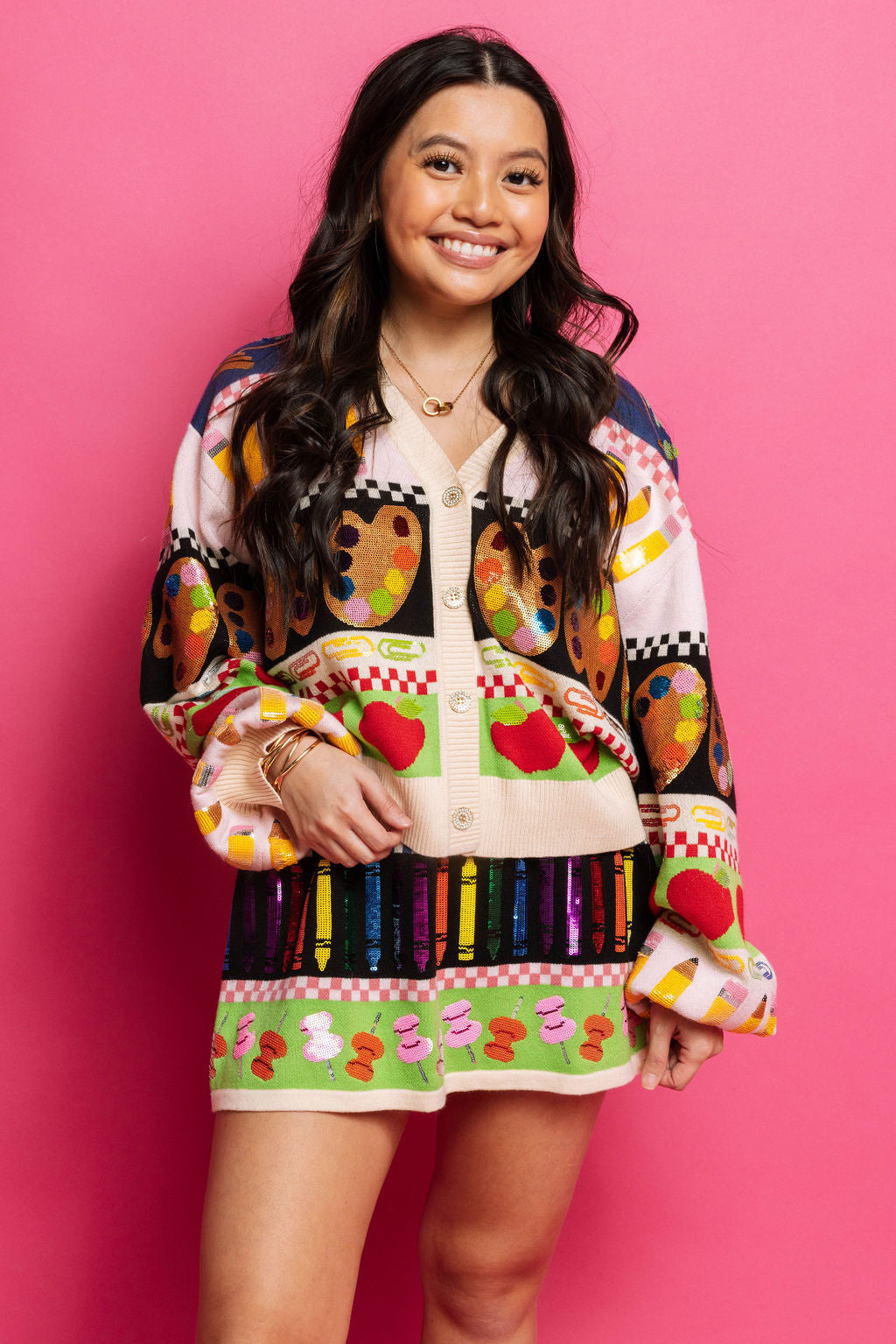 Queen of Sparkles Teacher Icon Button Up Cardigan