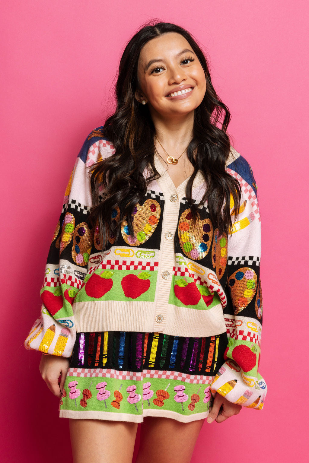 Queen of Sparkles Teacher Icon Button Up Cardigan