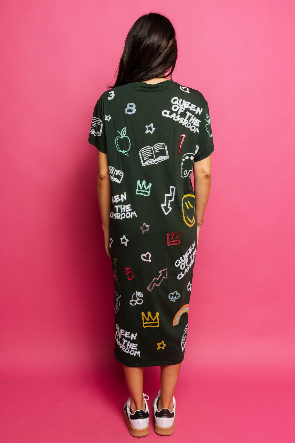Queen of Sparkles Green Queen of the Classroom Midi Tee Dress