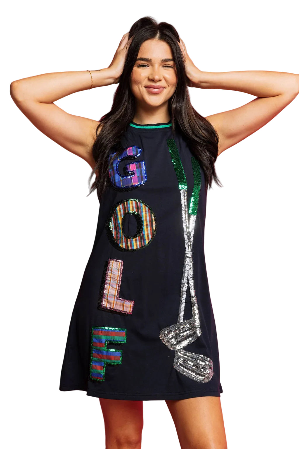 Queen of Sparkles Navy & Plaid 'Golf' Tank Dress