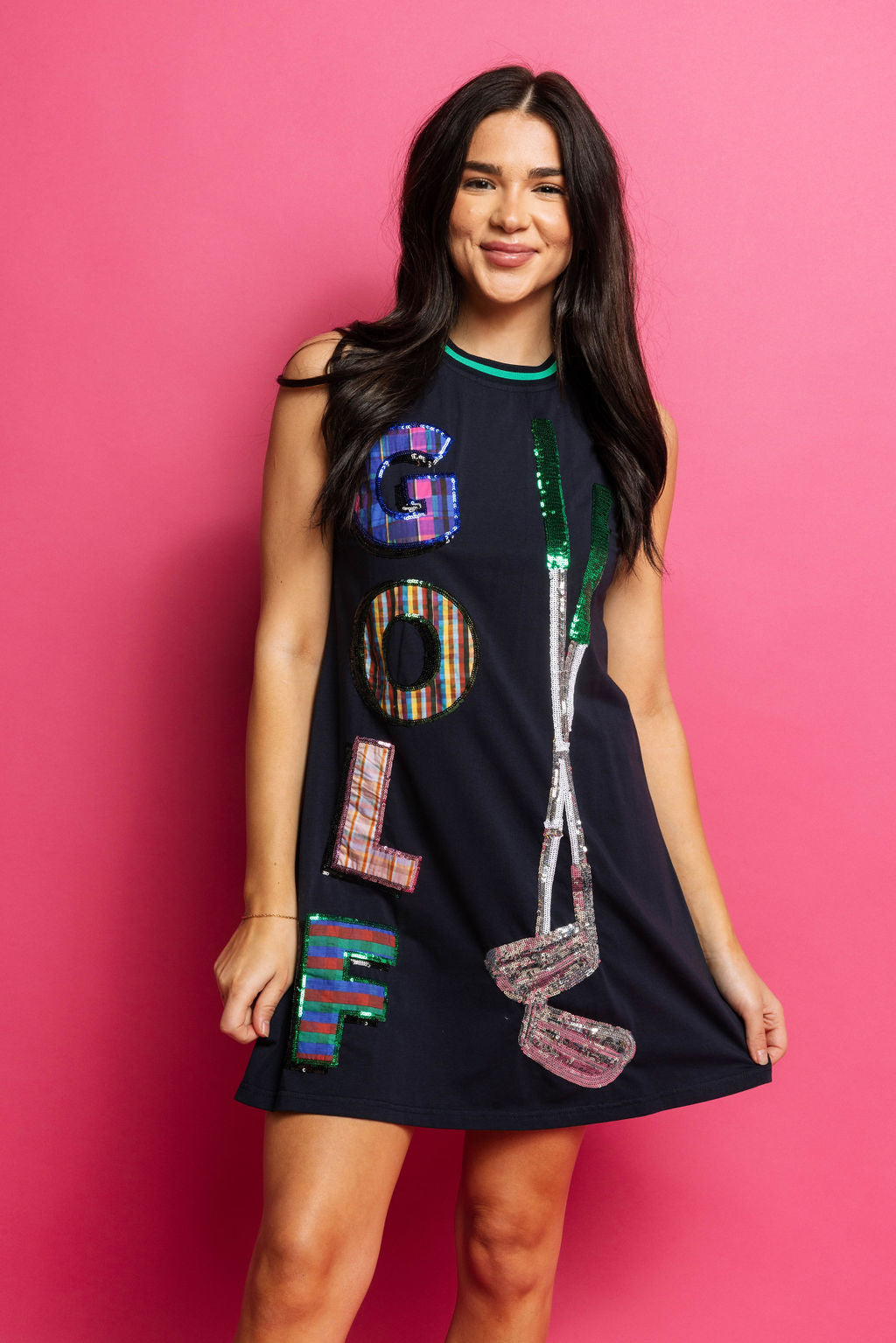 Queen of Sparkles Navy & Plaid 'Golf' Tank Dress