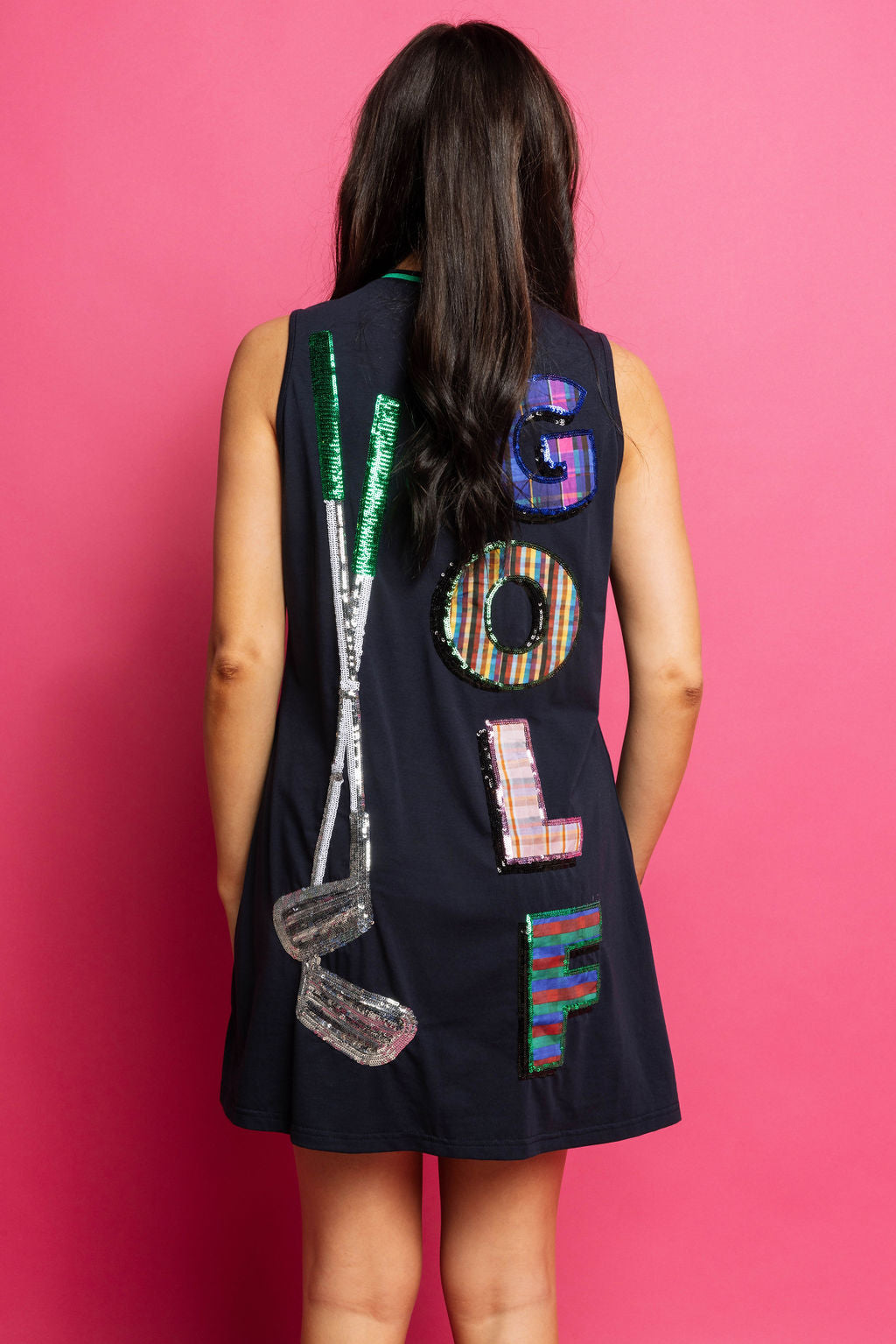 Queen of Sparkles Navy & Plaid 'Golf' Tank Dress