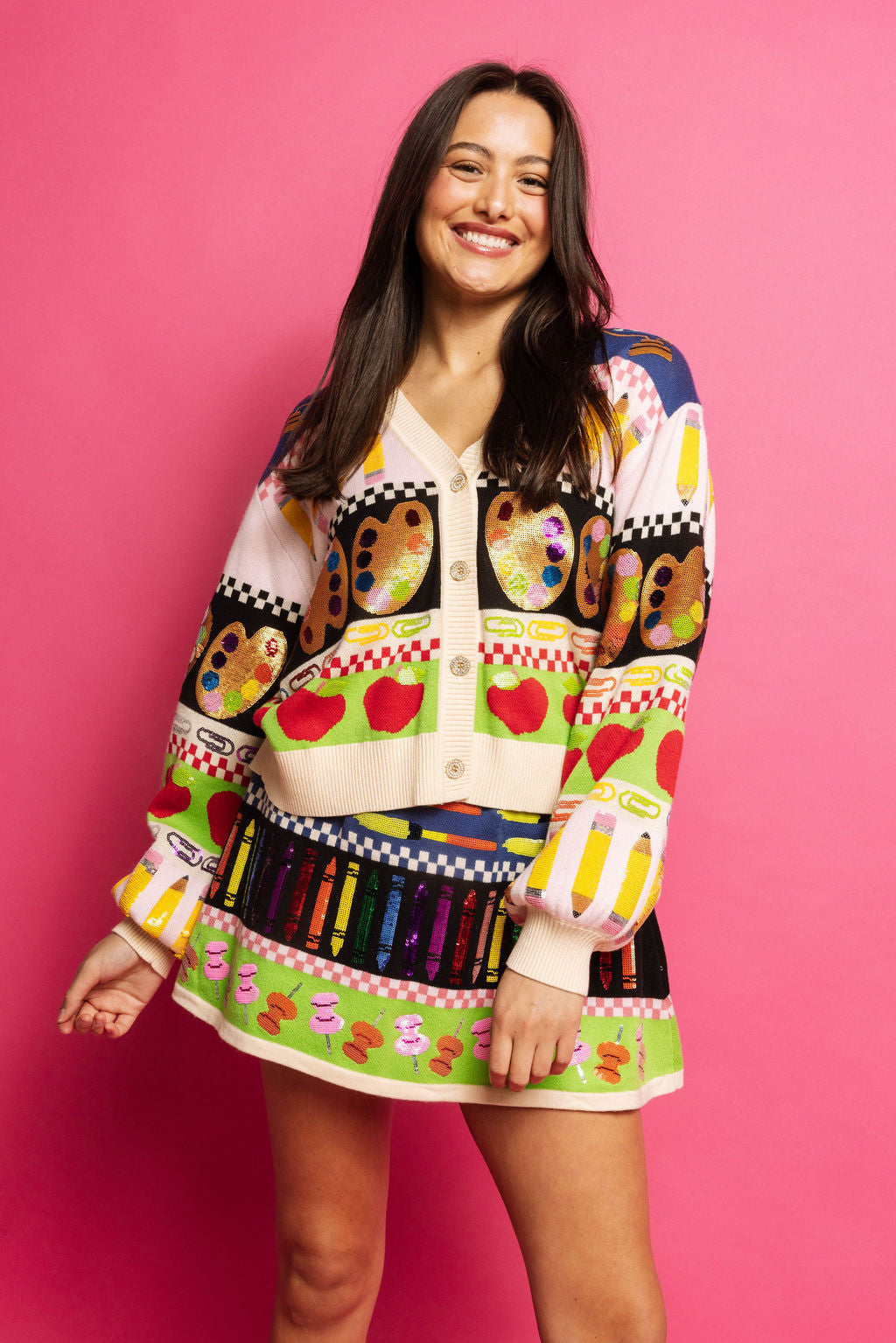 Queen of Sparkles Teacher Icon Button Up Cardigan